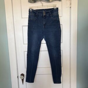 Diamante Women's Blue Jeans Size 14 Stretch Skinny